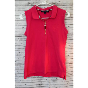 Tommy Hilfiger Red Zip Up Sleeveless Polo